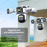 Caméra de sécurité extérieure WiFi6 20MP avec zoom optique 10X, quatre objectifs, trois écrans, suivi automatique, double objectif 6K, étanche, caméra CCTV WiFi 10K 6