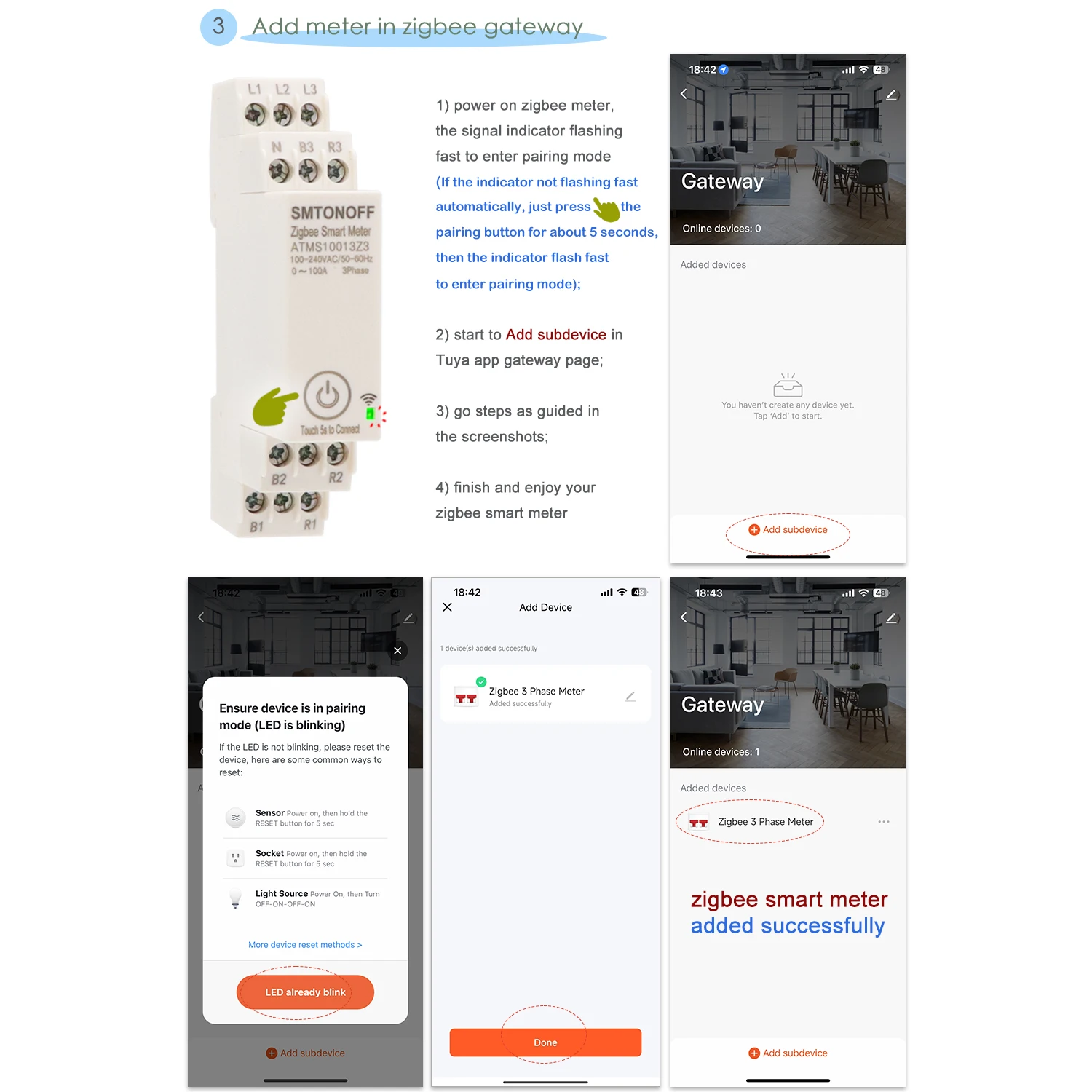 Zigbee Tuya Threee phase 100A Smart Energy Power Monitor with external Current