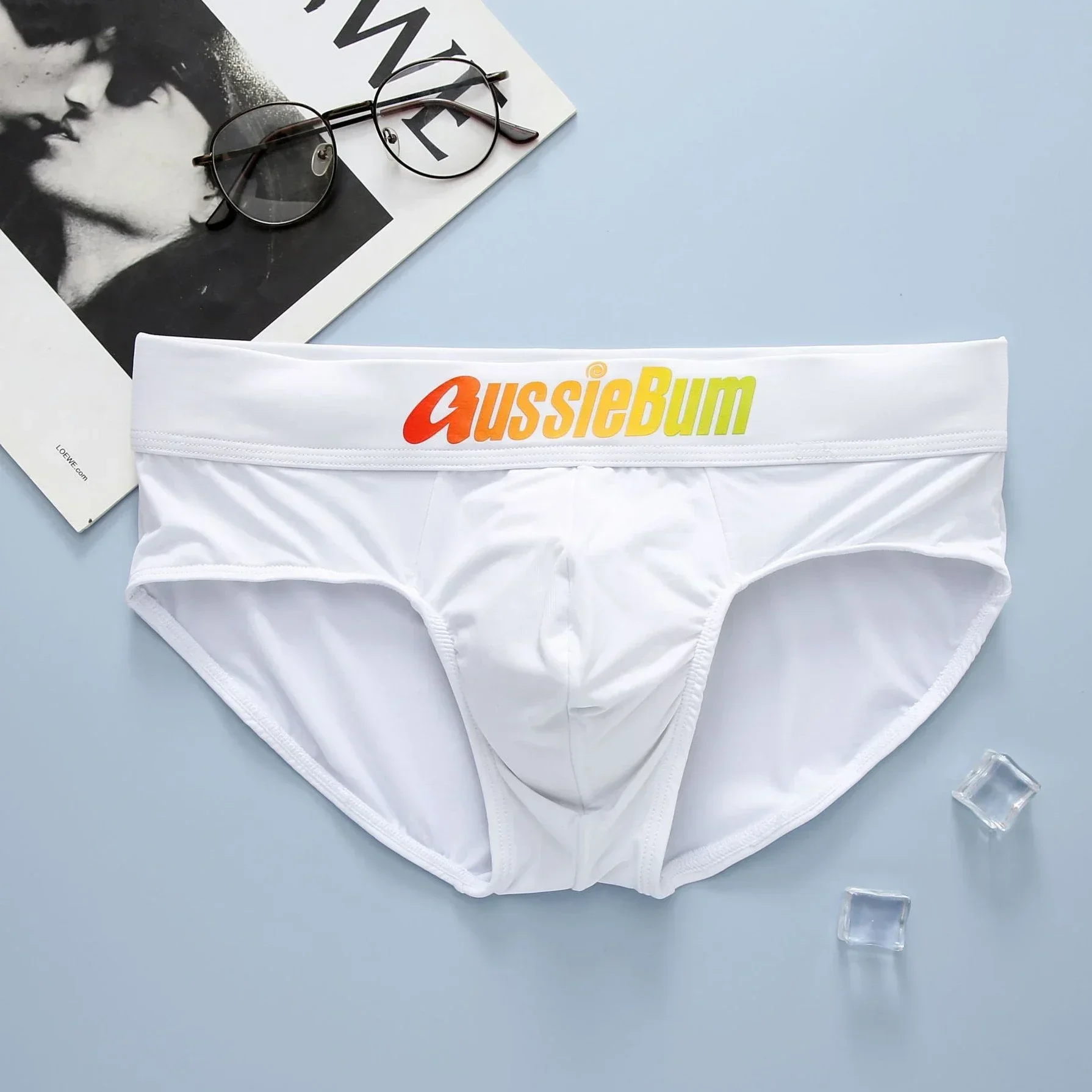 Men's briefs milk silk low waist elastic comfortable u convex bag colorful words 3