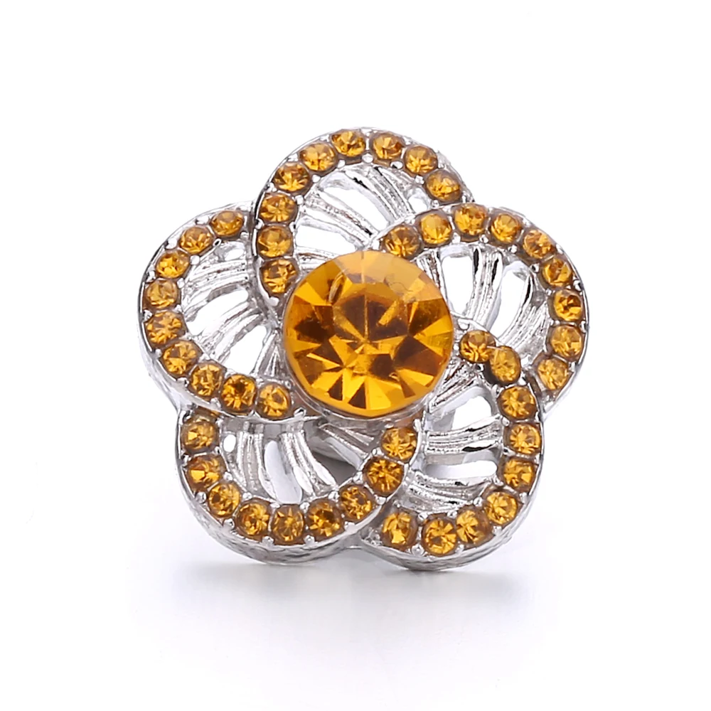 20pcs Snap Jewelry Crystal Rhinestone Flower 18mm Snap Buttons Fit Snaps Necklace Bracelet