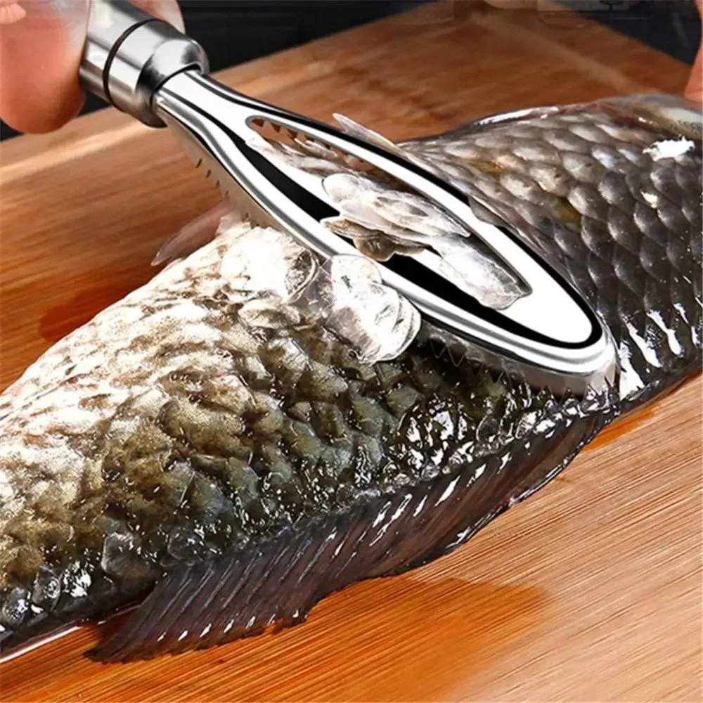 Stainless Steel Fish Scale Scraping Easy Remove Fish Cleaning Peeler Scraper Fish Skin Brush Seafood Tools Kitchen Accessories