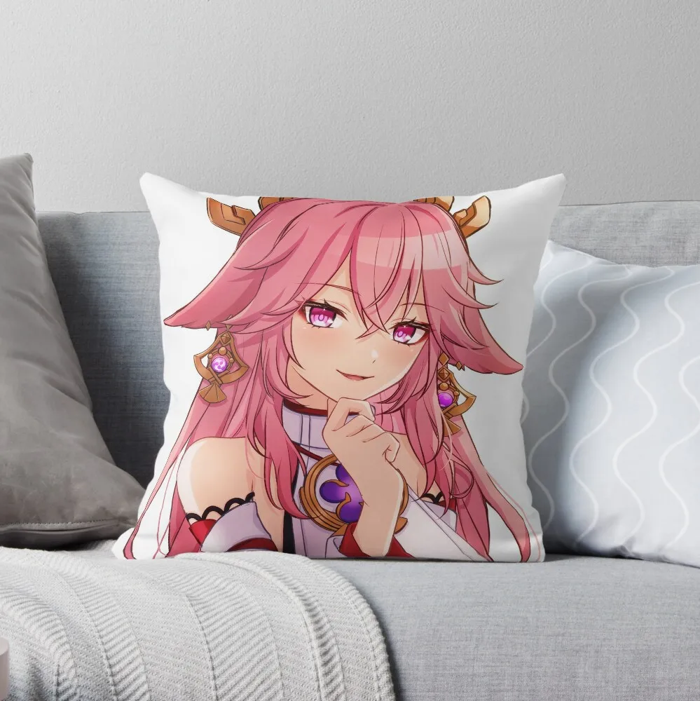 

Cute Guuji yae Yae Miko Genshin Impact Throw Pillow Decorative Sofa Cushion