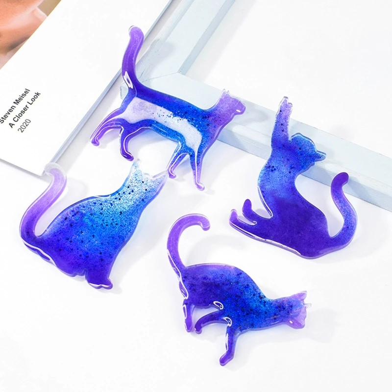 3D Cartoon Cat Brooch Crystal Epoxy Resin Mould Jewelry Silicone Molds DIY Craft Making Accessory Casting Tools