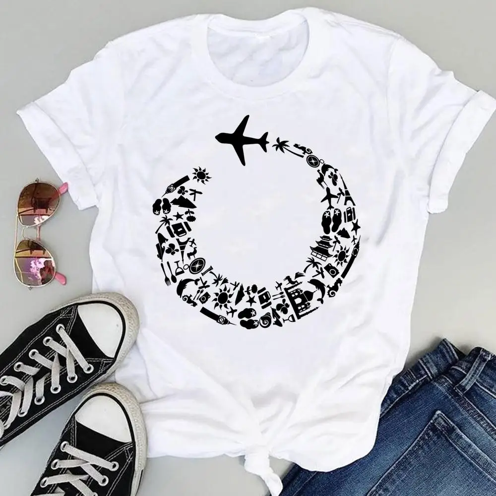 

Aesthetic Women Tshirt Vintage Airplane travel Graphics Fashion Summer T Shirt female Tops 90s Graphic Girls Tees T-shirt 2022