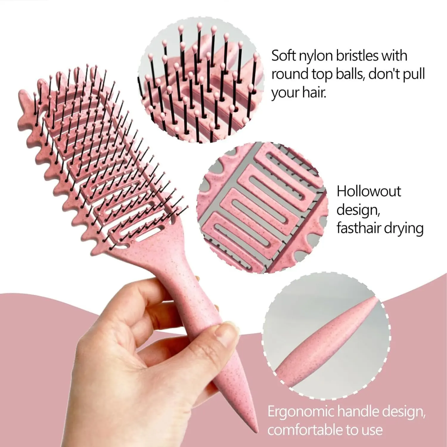 3 in 1 컬 정의 스타일링 브러시 중공 엉킴 방지 헤어 브러시 얽힌 헤어 빗 쉐이핑 컬 정의 이발사 스타일링 도구