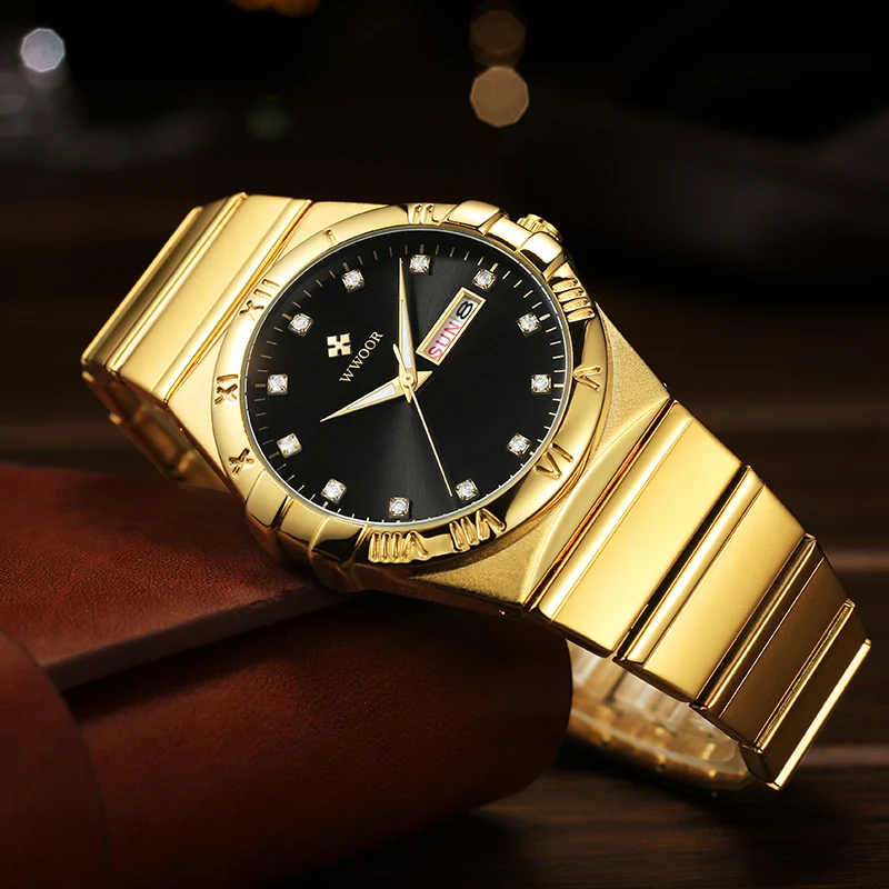 WWOOR Men's Watches Original Fashion Luxury Quartz Wrist Watch For Men Waterproof Business Week Date Clock Man Relogio Masculino