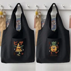 Woman Bag Shopping Bag Handbag Canvas Shoulder Bag Casual Cute Monster Pattern Printing Lady Tote Bag Commuter Basic Vest Bag
