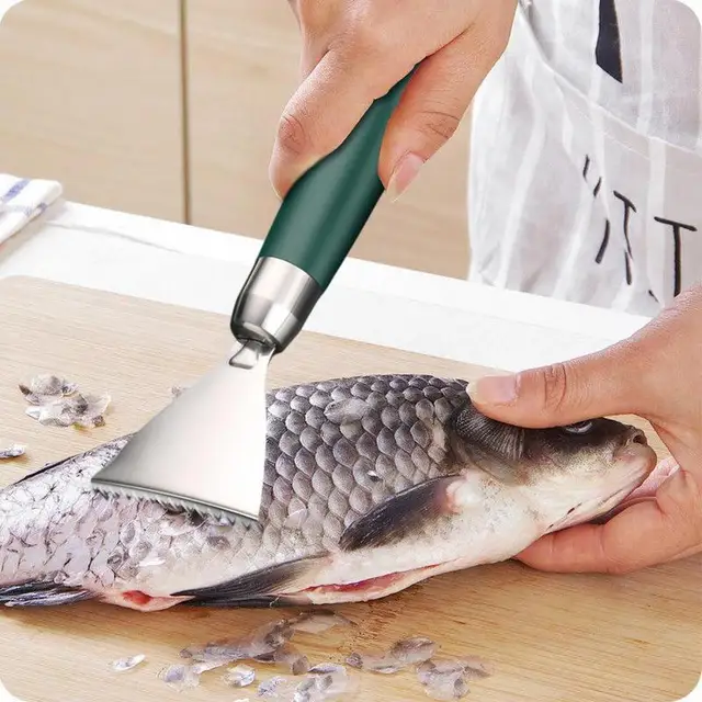 Fish Scale Remover Stainless Steel Fish Scale Scraper Non-Slip ABS Handle Portable Kitchen Accessories Serrated Skin Scraping 2