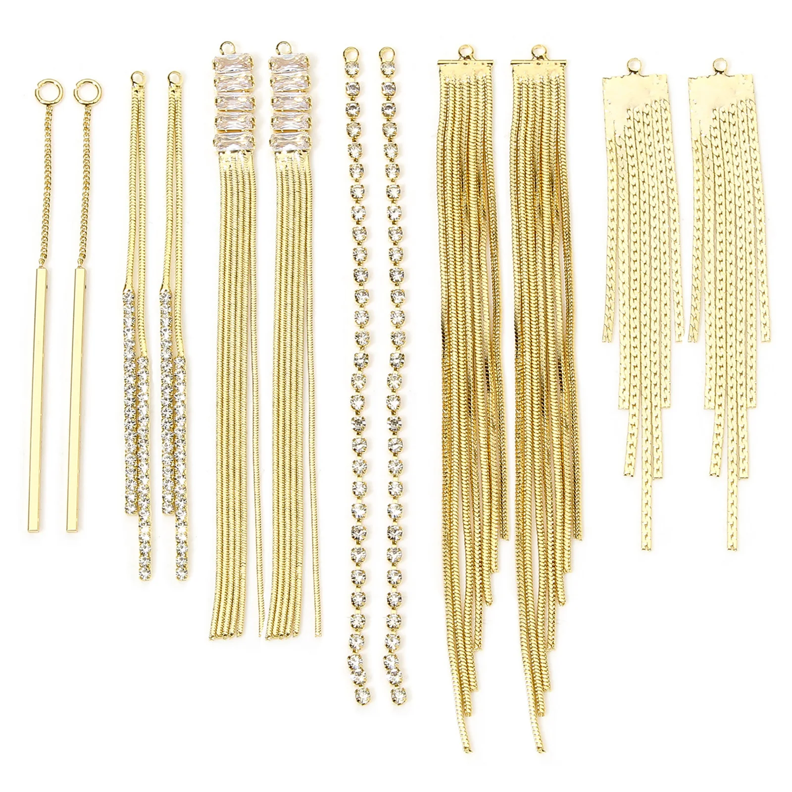 2 stücke neue Messing Anhänger Gold Farbe lange Quaste geometrische Strass Charms DIY Ohrringe für Frauen Hochzeits feier Schmuck Ergebnisse