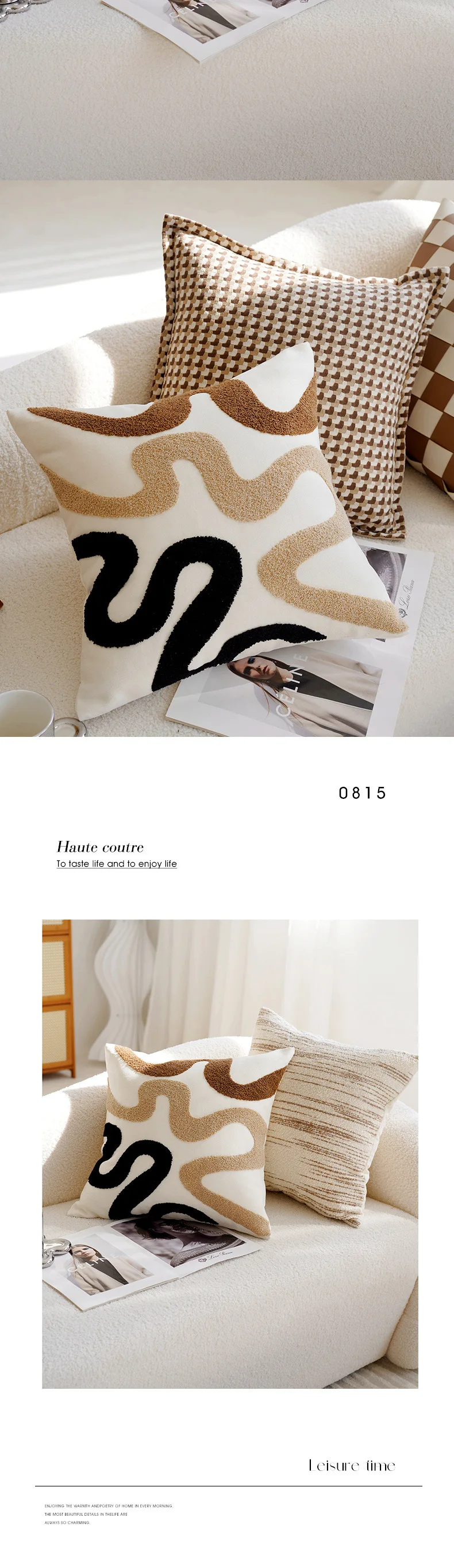 Kissenbezüge aus Kunstleder mit Karomuster, geometrisch, nordischer Stil, Samt-Chenille, dekorative Kissenhüllen für Sofa, Bett, Heimdekoration – Detail 10