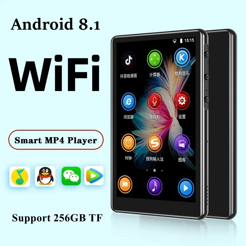 MP3 Mp4 Player Bluetooth 5.0 Wifi MP5 Android with Multiple Language/Google  Service//Spotify/Free APP/Speaker/Browser/FM