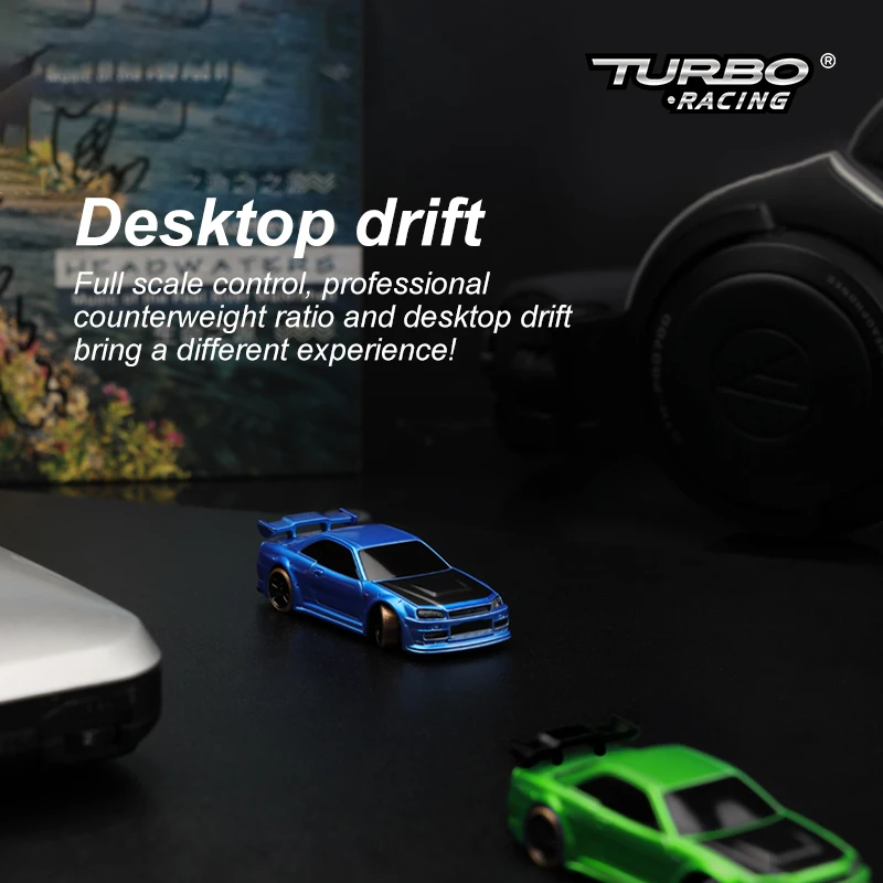 Turbo Racing 1:76 C64 Drift RC Car With Gyro Radio Full Proportional Remote Control Toys RTR Kit For Kids and Adults 4
