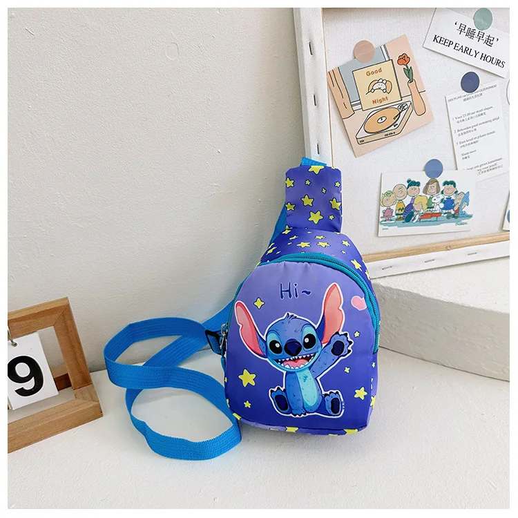 

New Disney Cartoon Stitch Chest Pack Children Anime Mermaid Minnie Mouse Frozen Crossbody Bags Mini Casual Shoulder Bags Gifts