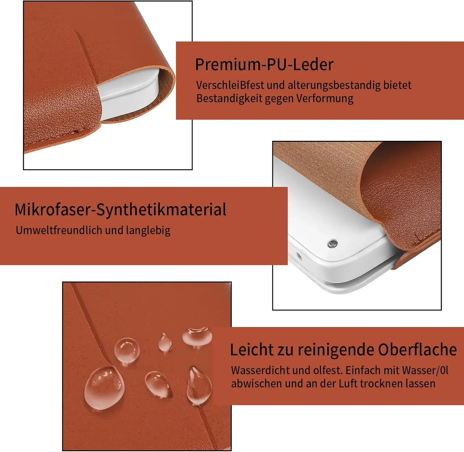 14-16 inch Laptop Sleeve Case for MacBook Air 15 2023-2025/MacBook Pro 16 2024 Waterproof PU Leather Bag Protective Case Cover