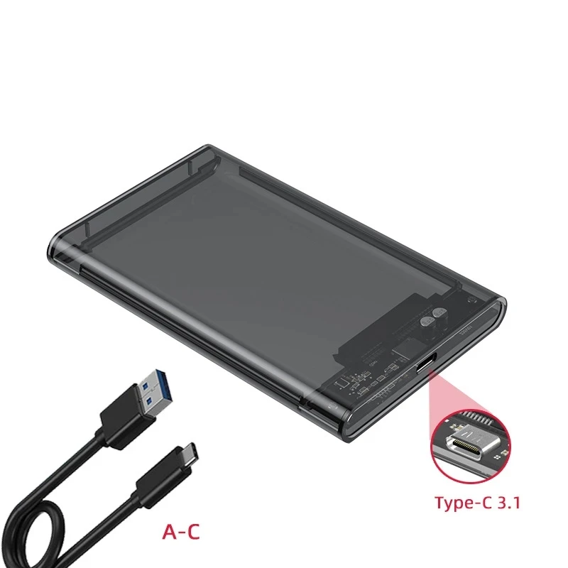 UTHAI TM05 Type-C Transparent Box HDD Enclosure 3.1 Notebook 2.5 Inch SSD Solid State Mechanical Mobile Hard Disk Box USB3.1
