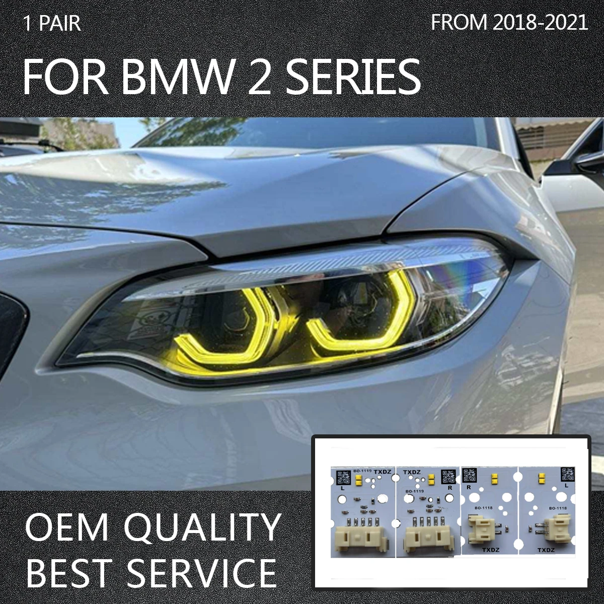 M2-Yellow-LED-Board-CSL-Style-Headlight-DRL-Module-Upgrade-For-BMW-2 ...