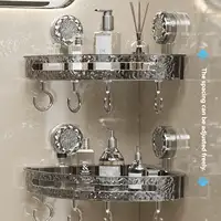 No Drill Clear Wall Caddy, Drill-Free Removable Multi Triangle Storage, Clear, Acrylic Shelf,glacier pattern suction cup shelf 1