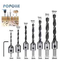 Popollewood – outil de chanfreinage + clé HSS jeu d'embouts fraisés 3 points 3, 4, 5, 6, 7, 8, 10mm, 4 pièces/7 pièces 