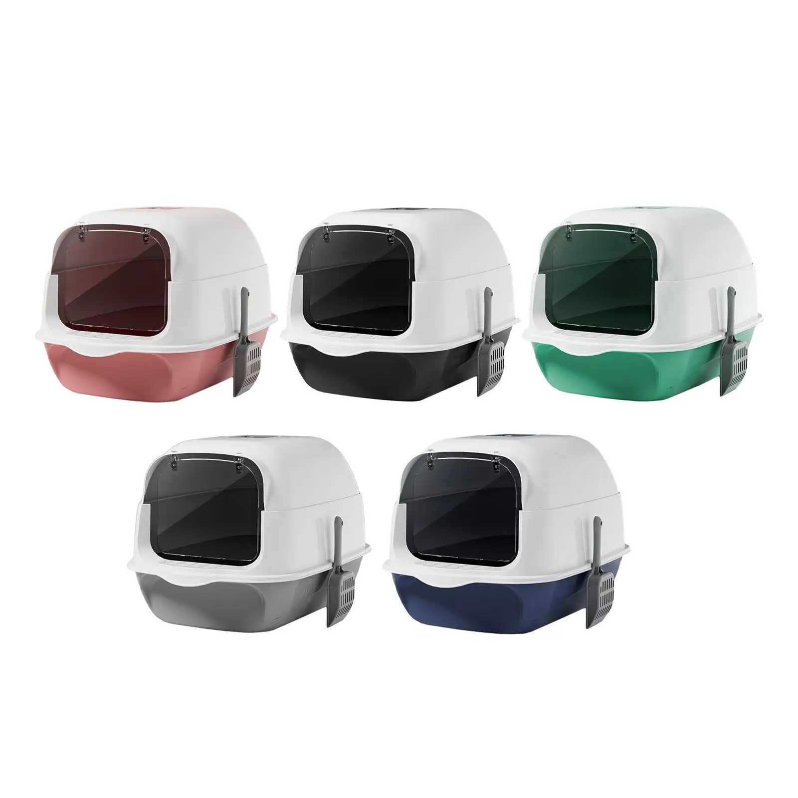 Hooded Cat Litter Box with Lid Large Capacity Cat Toilet with Front Door Flap Removable Large Reusable Sandbox Kitty Litter Tray