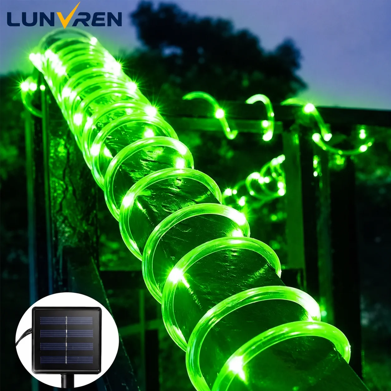 Enhanced Solar LED Rope Lights - Waterproof Outdoor Garden and Deck Lighting with 8 Modes