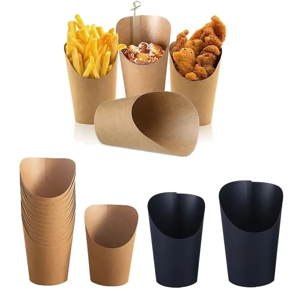 25pcs 14/16oz French Fries Holder Kraft Paper Disposable French Fry Cup Popcorn DIY Baking Snack Dessert Cupcakes Party Supplies