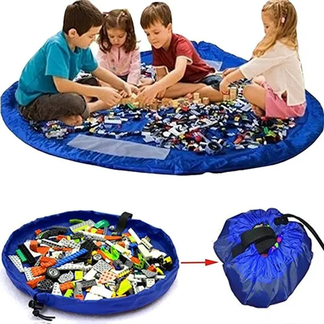 1pc Portable Toy Storage Bag with Play Mat, Easy Clean Organizer for Kids Blocks, Ideal for Home or Travel Gift 1