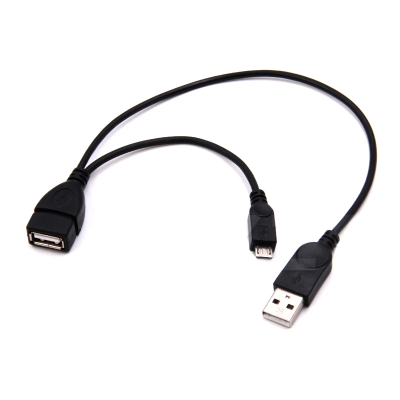 1 2 OTG 마이크로 USB 호스트 전원 Y 분배기 USB 어댑터 Mirco 5 핀 남성 여성 블랙 코드 휴대 전화 충전 케이블