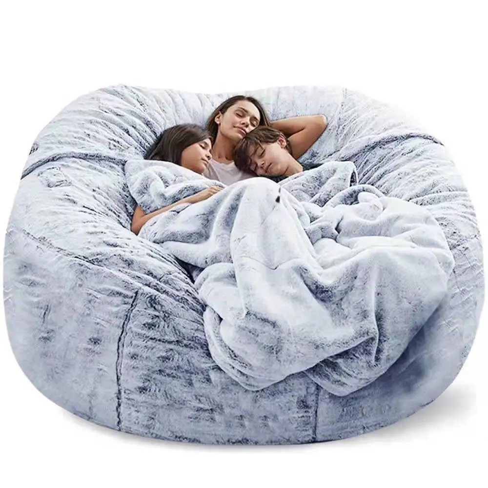 Description Picture 2 of itemSoft Warm 7FT 183*90cm Giant Bean Bag Cover Fluffy Faux Fur Pouf Sofa Bed Soft Beanbag Couch Relax Recliner Chair Lazy Sofa Coat