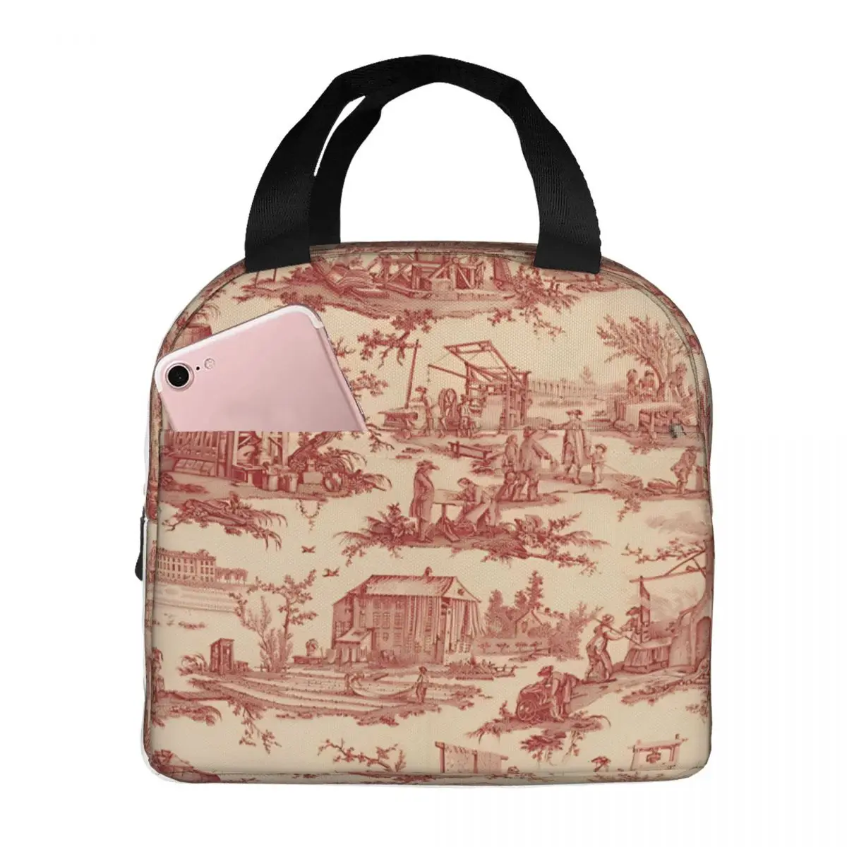 

Chinoiserie Insulated Lunch Bag Portable Toile De Jouy Lunch Container Thermal Bag Tote Lunch Box College Food Storage Bags