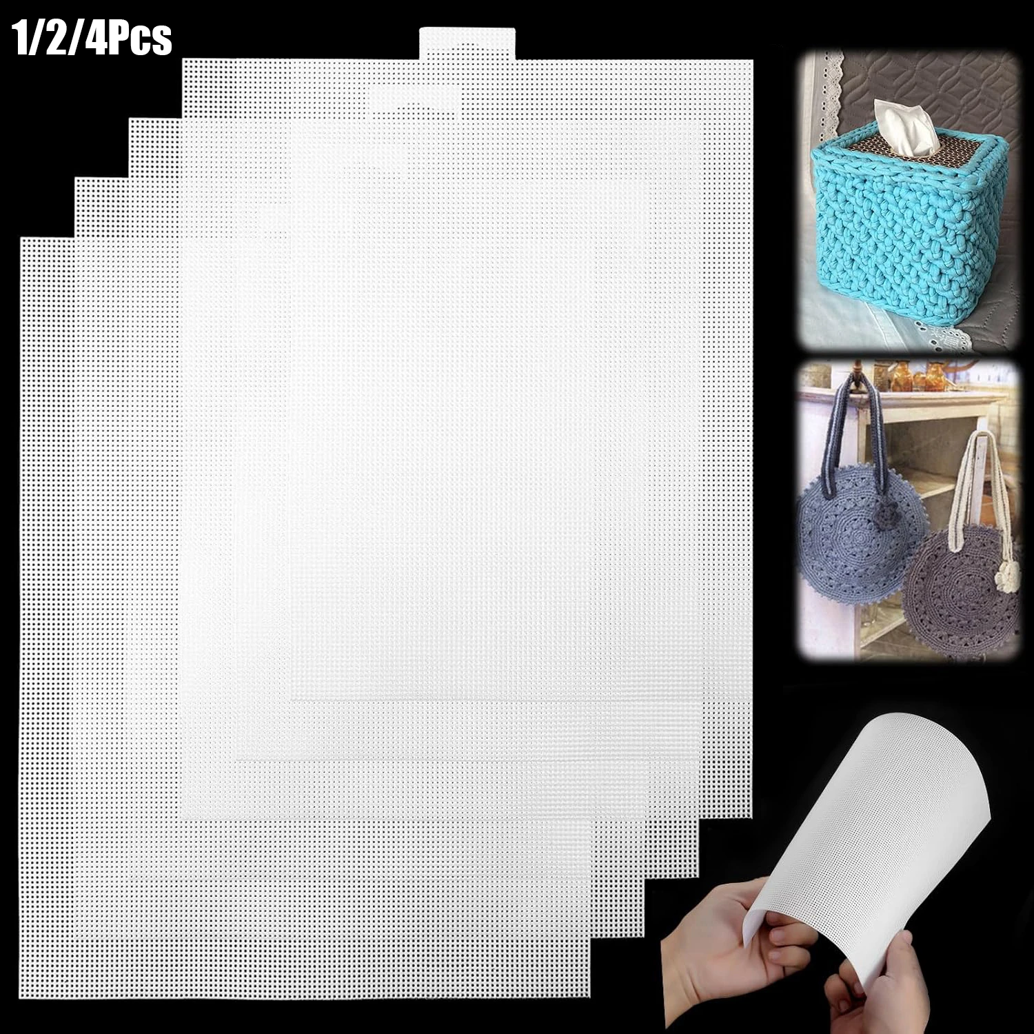 1-4Pcs Plastic Canvas Sheets 14Count Plastic Mesh Fabric Cross Stitch Canvas Eye Mesh for Embroidery DIY Handicraft Knit