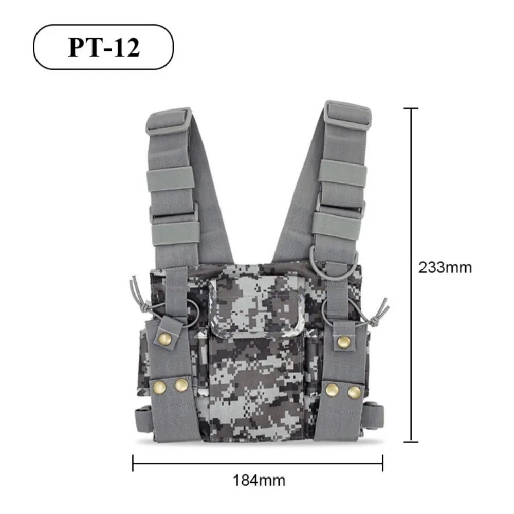 

ANYSECU PT-12 Camouflage Chest Bag Can Hold Two Interphones at the Same Time Adjustable Black Shoulder Strap Can Adjust Comfort