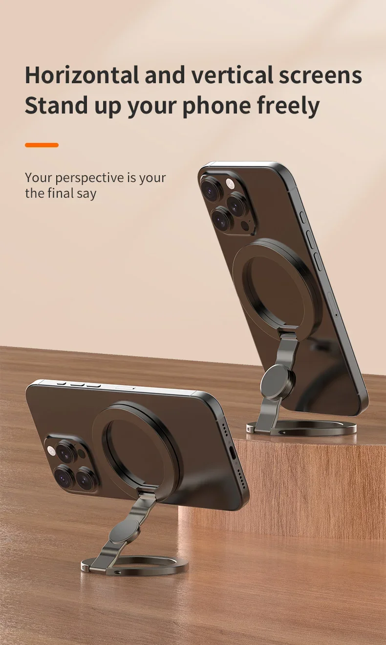 MagSafe-kompatibler magnetischer Handy-Ringhalter, Fidget Spinner, faltbarer Dual-Ring-Desktop-Handyständer für iPhone 12-17 Samsung – Detail 10