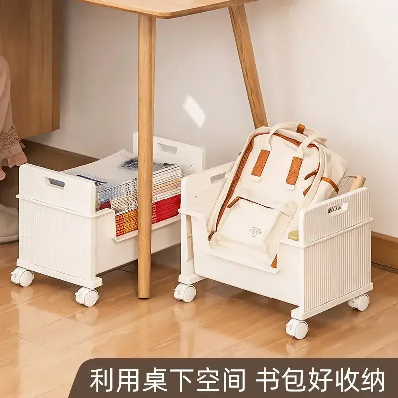 책상 아래에 있는 내구성이 뛰어난 이동식 플라스틱 선반 책꽂이 책 보관 선반 학생용 책꽂이 정리대