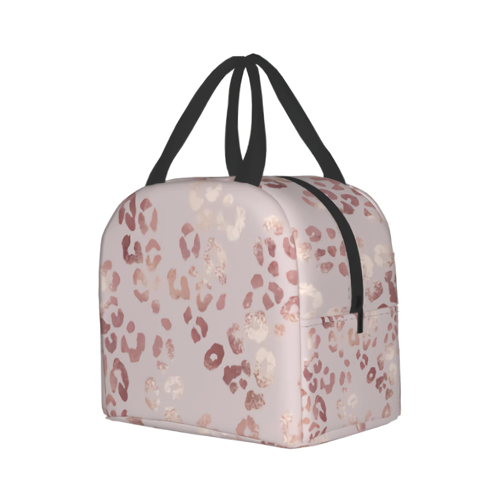 Leopard Print Lunch Bag Elegant Tote Bag Rose Gold Insulated Lunch for Women Men Teen Girls Boys