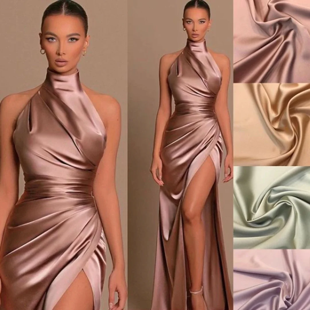 

Women's Off the Shoulder Sleeveless Evening Dress Mermaid Bridesmaid Dress Satin Long Dress Women's Evening Dress