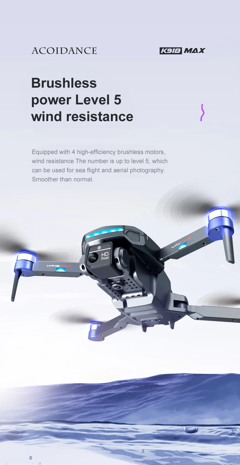 JINEHNG K918 MAX GPS Drone, ACOIDANCE K91O MAX Brushless power Level 5 wind resistance Smoother than