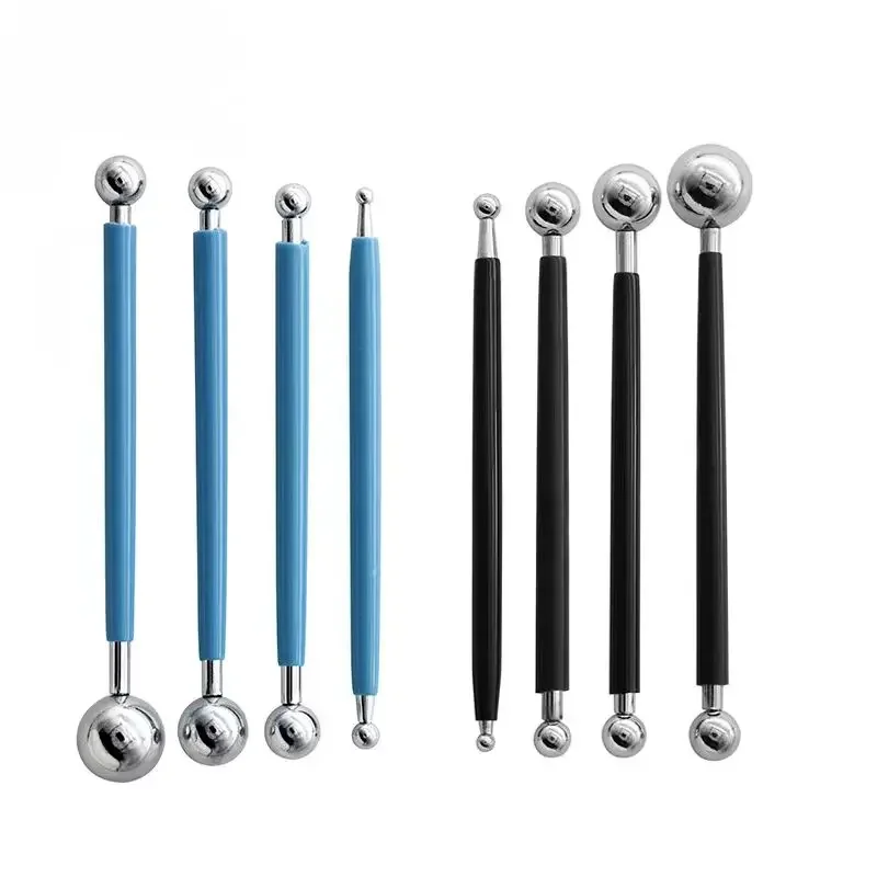 4pcs Sculpture Modeling Tools Clay Tools Dotting Sculpting Modeling ceramics Set Double-Ended Metal Ball Cake Decoration Tool polymer clay tools pottery sculpting tools clay sculpting tools pottery tools clay craft tool mandala dotting tools