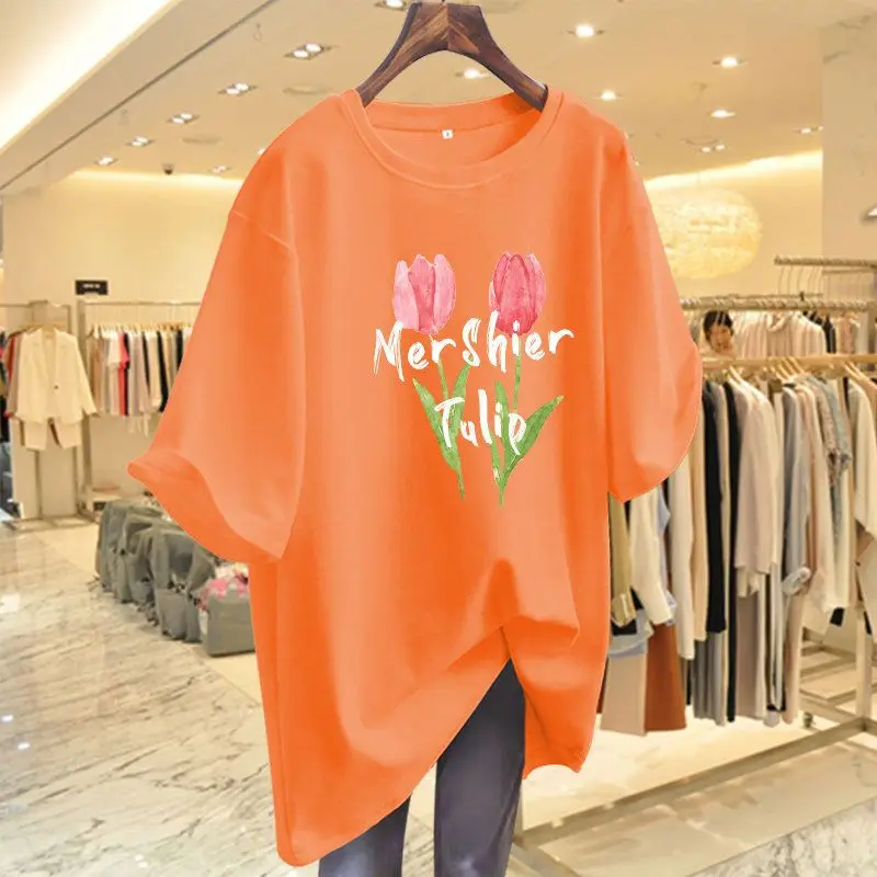 

Women Clothing Short Sleeve Causal Letter Printed T-shirt Summer Basic Loose All Cotton Tees PDlj614