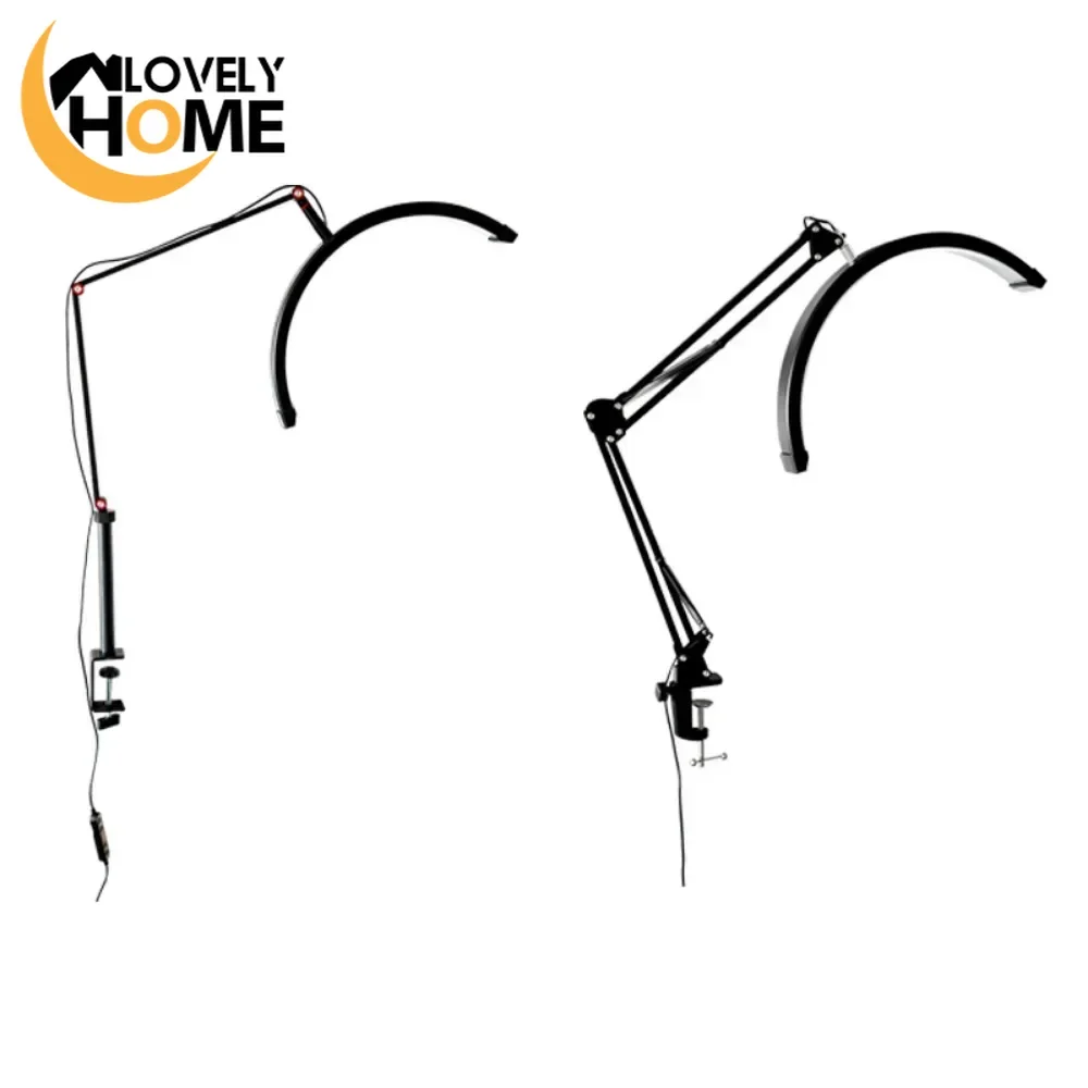 LED Half Moon Lash Light Temperature 3000K-6000K Floor LED Ring Lamp for Beauty Facials Skincare Tattoo Eyebrows Filming