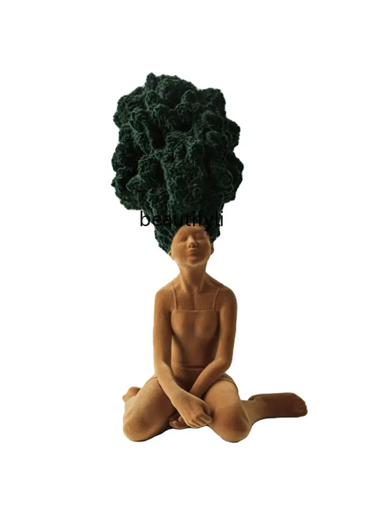 

Flocking Creative Little Girl Color Matching Decoration Model Room Sales Office Living Room Character Soft Decoration