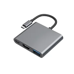 Universal 3 - in - 1 USB - C Hub with HDMI and USB 3.0 Connectivity (GRAY)