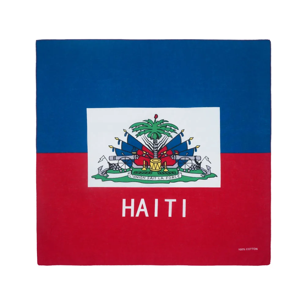 Cotton Bandana Haiti Flag Bandana Cotton Women Running Dancing Headband Caribbean Countries Flag Scarf Men Hip Hop Headwrap Labor Day Gift