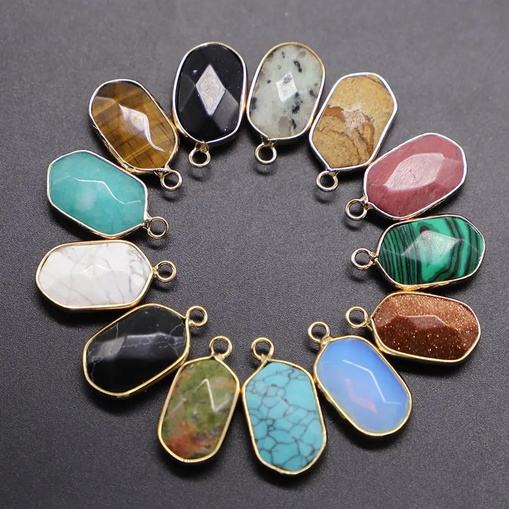 20*14MM Natural Stone Connector Charms Unakite Howlite Rhodonite Opal Pendants Single Hole for DIY Jewelry Necklace Making 10PCS