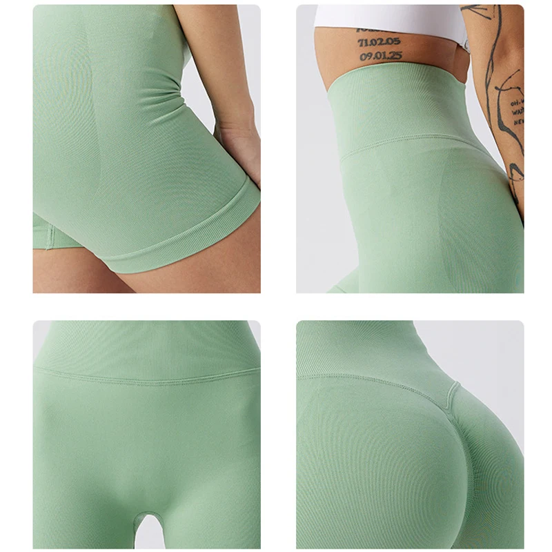 Seamless Hip Lift Yoga Shorts Women  Push Up Sports Shorts Running Fitness Tight Three-point Pants Leggings Women Cycling Shorts