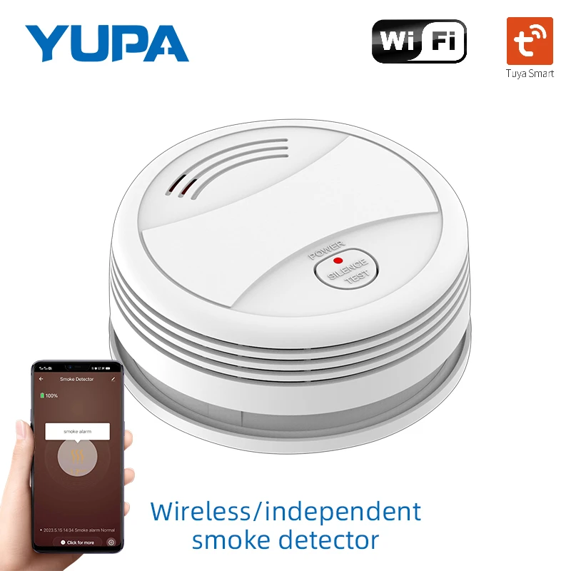YUPA Tuya WIFI Fire Smoke Detector Security Alarm System For Garden Smoke House Home Office SmartLife APP Control Fire Alarm