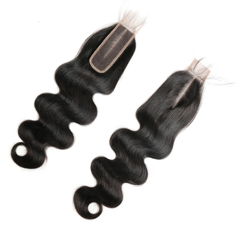 Human hair closure 2x6 body wave hand tied transparent 2x6 HD lace wavy Remy hair