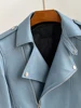 Mauroicardi Spring Autumn Short Blue Black Pu Leather Motorcycle Biker Jacket Men Long Sleeve Zipper Plus Size Outerwear 4xl 5xl 5