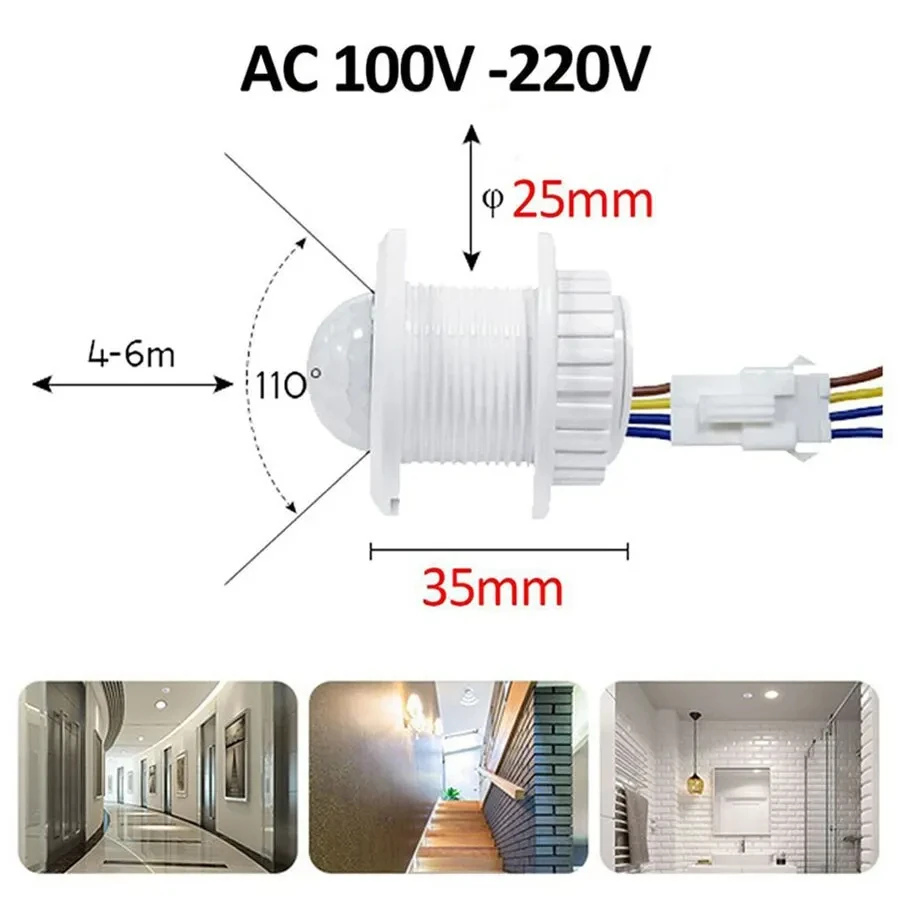 2PCS Smart Motion Sensor Switch 85-265V Automatic Detector Switch Time Lighting Delay Adjust Movement For LED Lamp Ceiling Light motion sensor pir sensor switch motion sensor switch
