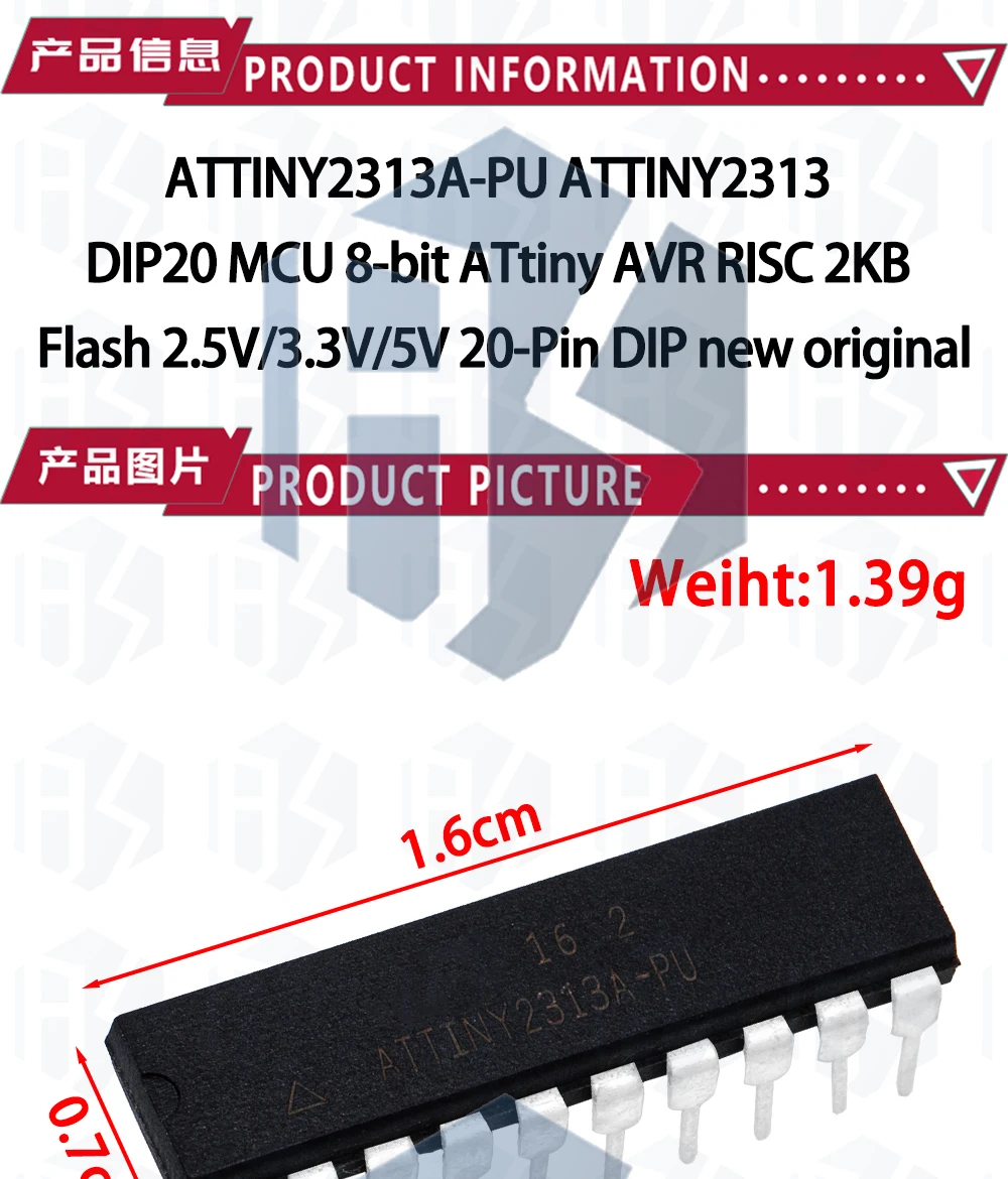 1~10PCS ATTINY2313A-PU ATTINY2313 DIP20 MCU 8-Bit ATtiny AVR RISC 2KB Flash 2,5V/3,3V/5V 20-Pin DIP Neu Original – Detail 2