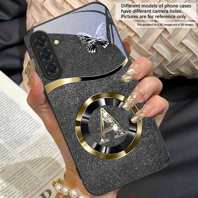 Gold Letter A Badge Glass Phone Case